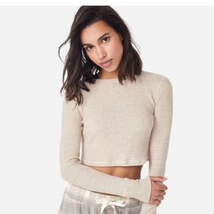 Urban Outfitters Out From Under Cropped Waffle Knit Longsleeve Small